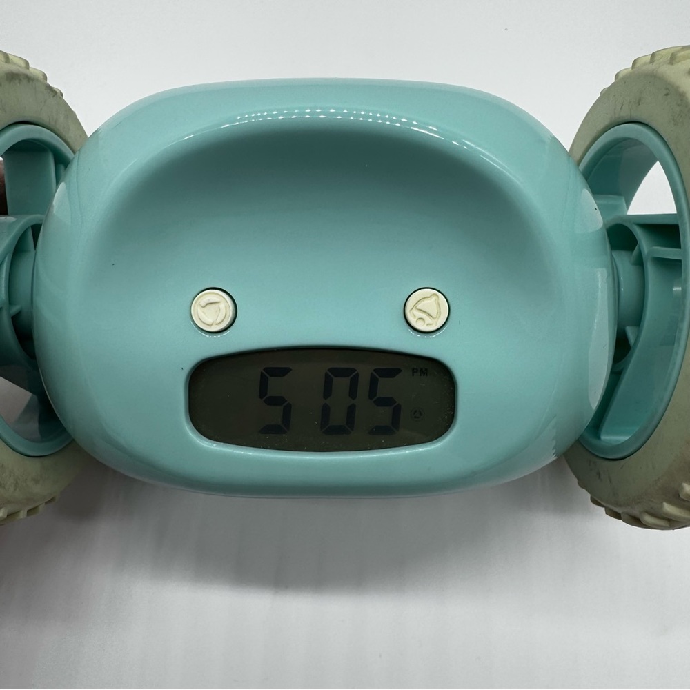 Clocky Alarm Clock on Wheels - Teal - Picture 7 of 8
